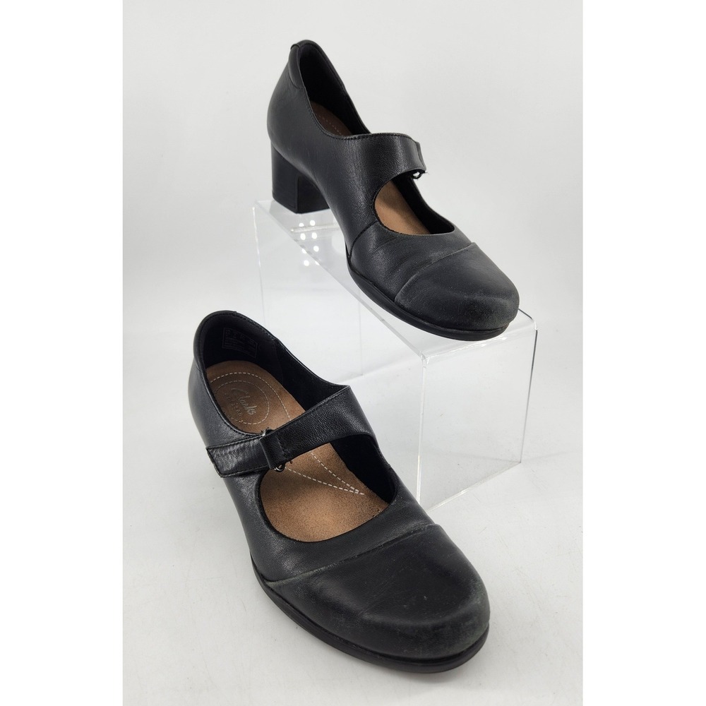 Clarks Artisan Rosalyn Wren Mary Jane Heels Womens 7M Leather Block Heel